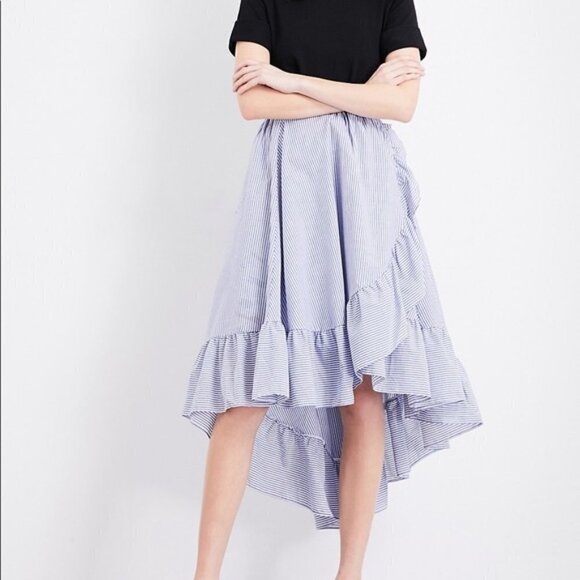Maje John Poplin Ruffle Wrap Stripe Summer Skirt size 2 US M